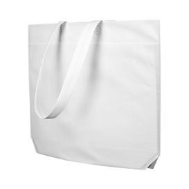 Sac Non-Tissé avec Anses Longues Blanc 48+10x35cm (200 Utés)