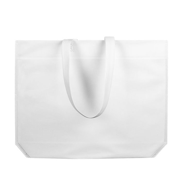Sac Non-Tissé avec Anses Longues Blanc 48+10x35cm (200 Utés) Sac Non-Tissé avec Anses Longues Blanc 48+10x35cm (200 Utés)