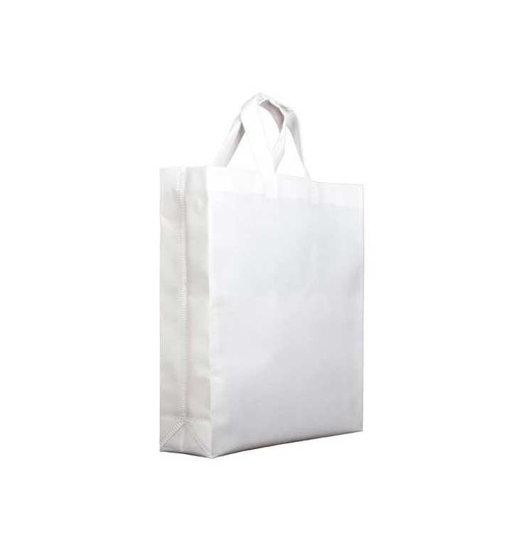 Sac Non-Tissé PREMIUM avec Anses Courtes Blanc 25+10x30cm (25 Utés)