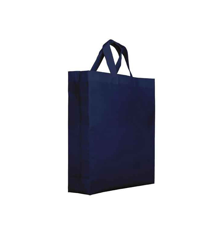 Sac Non-Tissé PREMIUM avec Anses Courtes Bleu Marine 25+10x30cm (25 Utés)