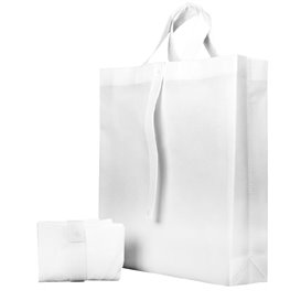 Sac Non-Tissé PREMIUM Pliable Blanc 40+15x40cm (25 Utés)