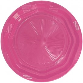 Assiette Plastique Ronde Octogonal Rose Ø220 mm (275 Utés)
