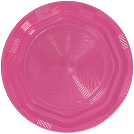 Assiette Creuse Plastique Ronde Octogonal Rose Ø220 mm (25 Utés)