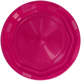 Assiette Creuse Plastique Ronde Octogonal Fuchsia Ø220 mm (250 Utés)