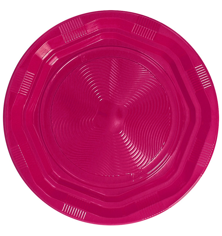 Assiette Creuse Plastique Ronde Octogonal Fuchsia Ø220 mm (250 Utés)