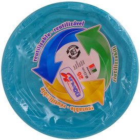Assiette Creuse Plastique Ronde Octogonal Bleu Clair Ø220 mm (250 Utés)