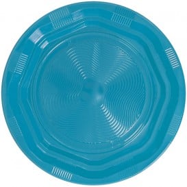 Assiette Creuse Plastique Ronde Octogonal Bleu Clair Ø220 mm (25 Utés)