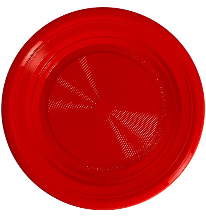 Assiette Amidon Maïs PLA Plate Rouge Ø170 mm (25 Utés)