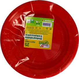 Assiette Amidon Maïs PLA Plate Rouge Ø170 mm (25 Utés)