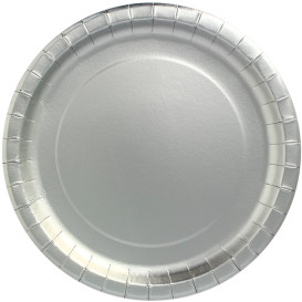 Assiette ronde Carton "Party" Argenté Ø340mm (45 Unités)