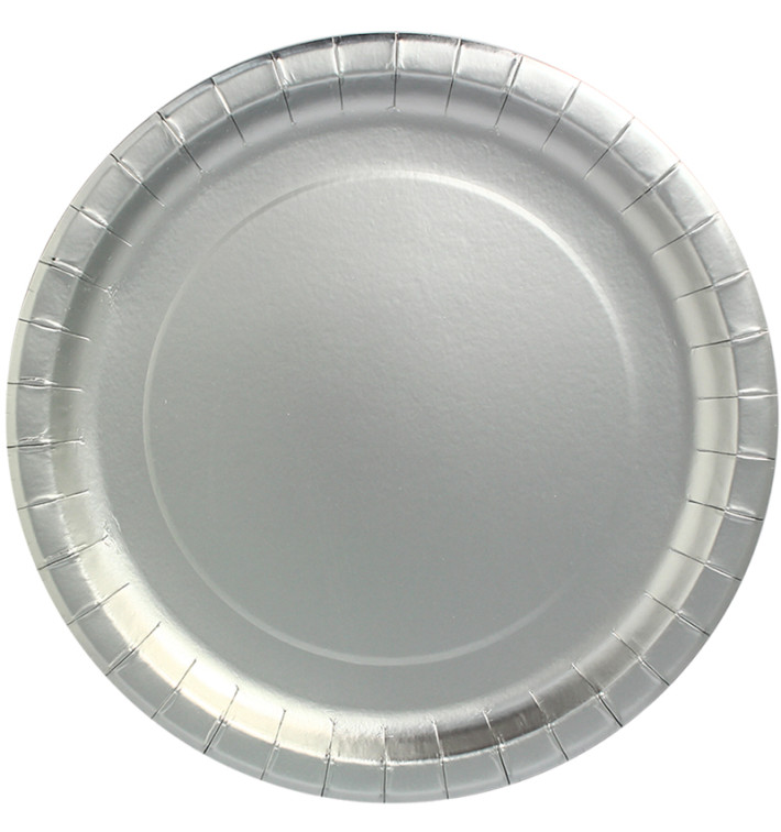 Assiette ronde Carton "Party" Argenté Ø340mm (45 Unités)