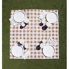 Nappe en papier 1x1m "Carrés Marrons" 40g (400 Unités)