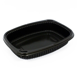 Barquette Rectangulaire PP Noir 1250ml 255x189x45mm (40 Utés)