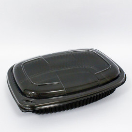 Barquette Rectangulaire PP Noir 1250ml 255x189x45mm (40 Utés)
