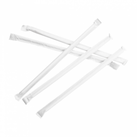 Paille Papier Blanc Emballée Blanc Ø8mm 20cm (300 Utés)