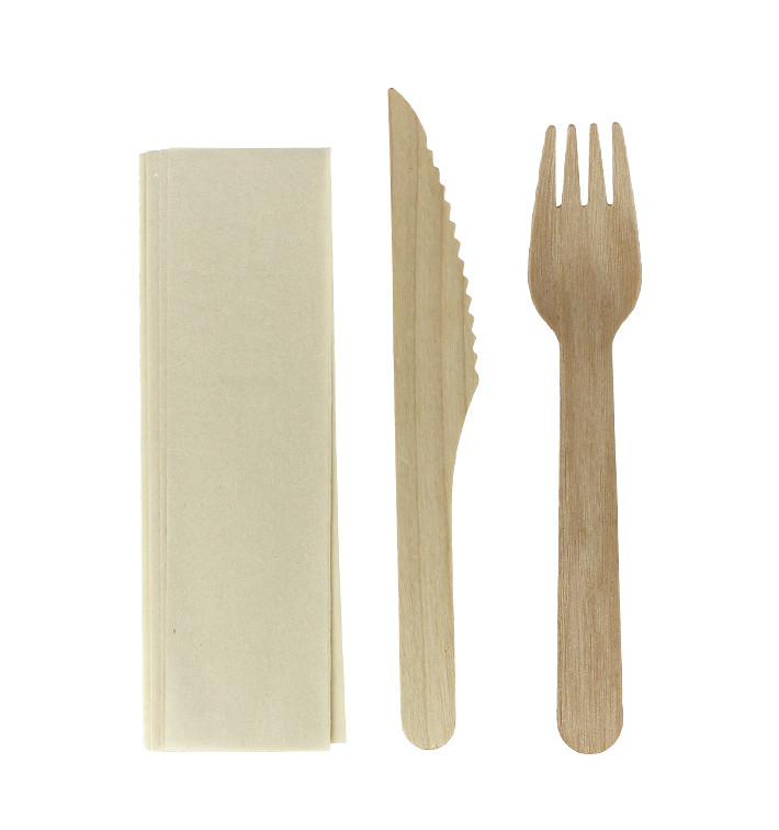 Set Couverts en Bois avec Vernis Fourchette, Couteau et Serviette (25 Utés) Set Couverts en Bois avec Vernis Fourchette, Couteau et Serviette (25 Utés)