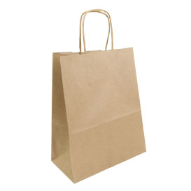 Sac en Papier Kraft Marron avec Anses 100g 22+11x27cm (25 Utés)