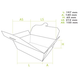 Boîte Américaine Super Kraft 19,7x14x6,5cm 1800ml (25 Utés)