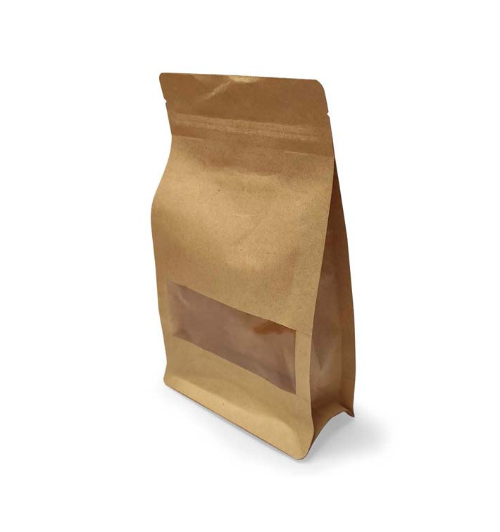 Sac StandUp Kraft avec fermeture et fenêtre 12+6x20cm (1000 Utés) Sac StandUp Kraft avec fermeture et fenêtre 12+6x20cm (1000 Utés)