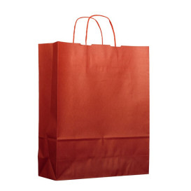 Sac en Papier Kraft Rouge avec Anses 100g 25+11x31cm (25 Utés)