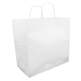 Sac en papier Kraft Blanc avec Anses 100g 35+15x30cm (25 Utés)