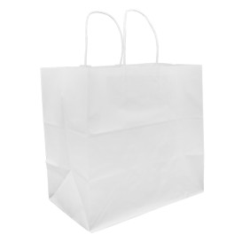 Sac en Papier Kraft Blanc avec Anses 80g 30+18x29cm (25 Utés)