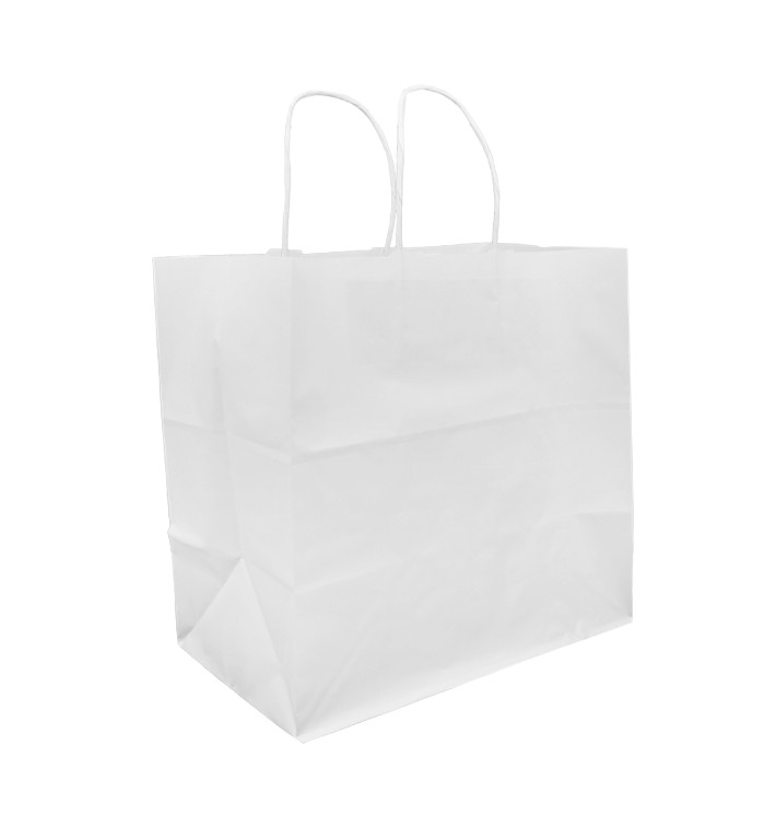 Sac en Papier Kraft Blanc avec Anses 80g 30+18x29cm (200 Utés)