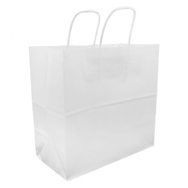 Sac en Papier Kraft Blanc avec Anses 100g 27+14x26cm (25 Utés)