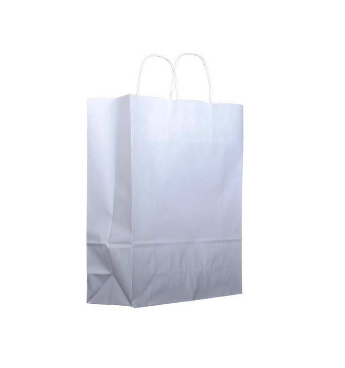 Sac en papier Blanc avec Anses KRAFT 100g 32+12x41cm (25 Utés) Sac en papier Blanc avec Anses KRAFT 100g 32+12x41cm (25 Utés)