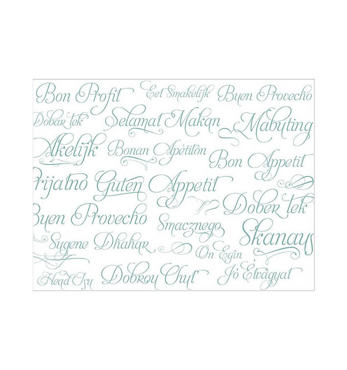 Set de Table papier 30x40cm "Bon Appetit" Turquoise 40g (1.000 Utés) Set de Table papier 30x40cm "Bon Appetit" Turquoise 40g (1.000 Utés)