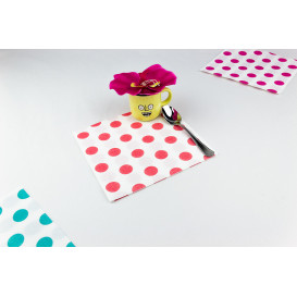 Serviette Papier molletonnée "Pois Rouge" 40x40cm (600 Utés)