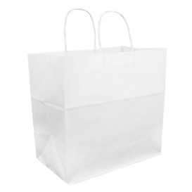 Sac en Papier Kraft Blanc avec Anses 100g 30+18x29cm (200 Utés)