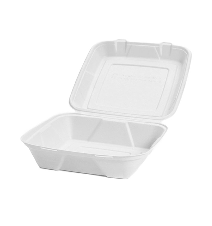 Boîte Bio en Canne à Sucre Blanc 24x23x7,7cm (50 Utés) Boîte Bio en Canne à Sucre Blanc 24x23x7,7cm (50 Utés)
