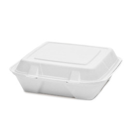 Boîte Bio en Canne à Sucre Blanc 24x23x7,7cm (50 Utés)