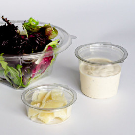Pot Rond avec charnière APET Transparent 80ml Ø70mm (50 Utés)
