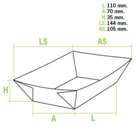 Barquette Carton Kraft-Kraft 11,0x7,0x3,5cm 300ml (1000 Utés)