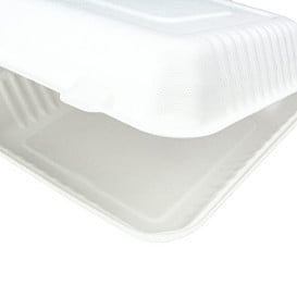 Emballage Canne à Sucre avec PLA Blanche 23x23x7,5cm (200 Utés)