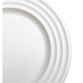 Assiette Canne à Sucre Premium Wave Blanc Ø23cm (50 Unités)
