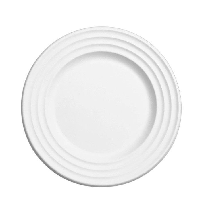 Assiette Canne à Sucre Premium Wave Blanc Ø23cm (50 Unités)