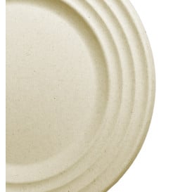 Assiette Canne à Sucre Premium Wave Naturel Ø26cm (50 Unités)