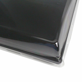 Plateau Rectangulaire Noir et Couvercle PET 16x22cm (15 Utés)