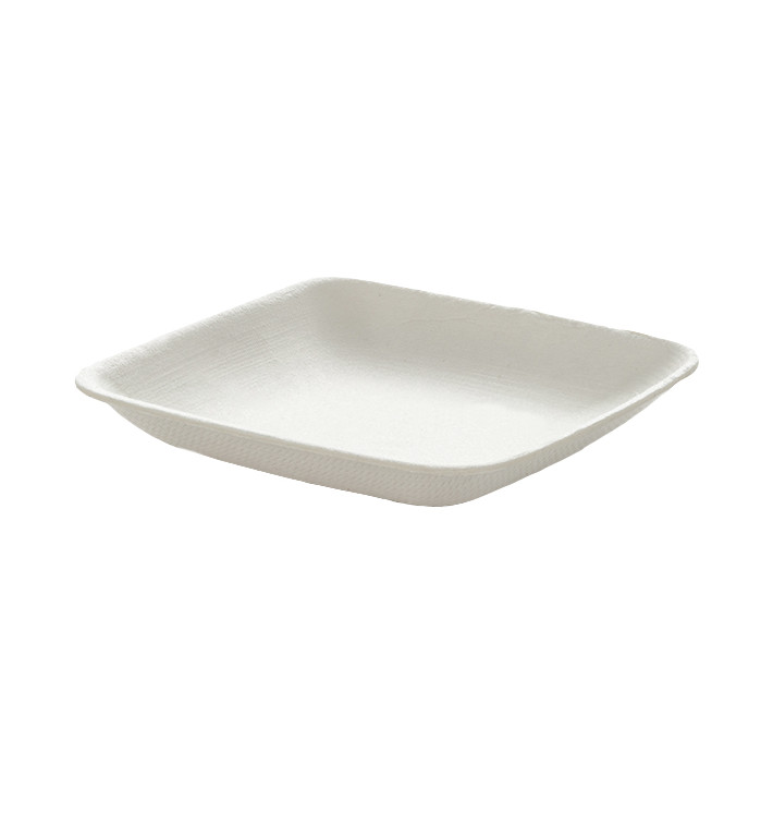 Mini Assiette Canne à Sucre Carrée Blanc 6,5x6,5cm (50 Utés) Mini Assiette Canne à Sucre Carrée Blanc 6,5x6,5cm (50 Utés)