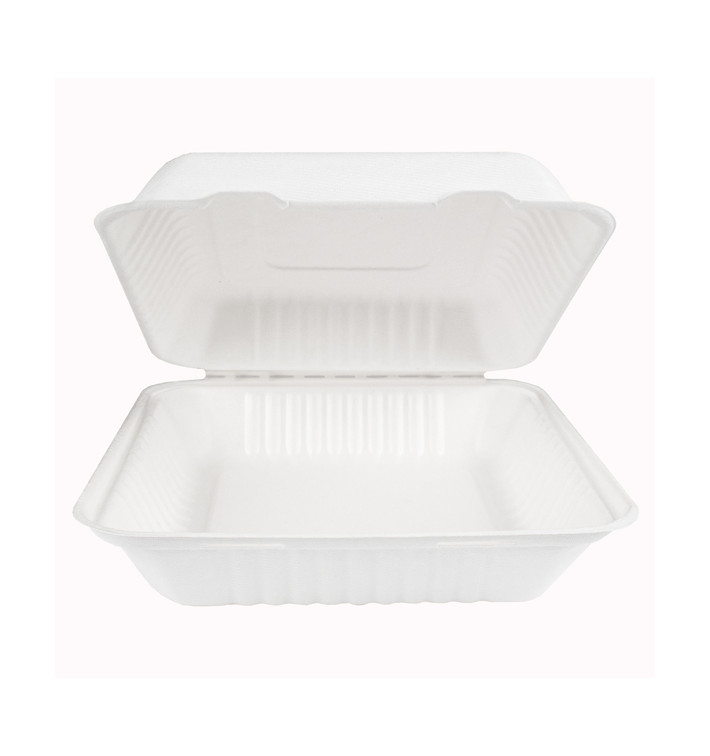 Emballage Canne à Sucre avec PLA Blanche 23x23x7,5cm (200 Utés) Emballage Canne à Sucre avec PLA Blanche 23x23x7,5cm (200 Utés)