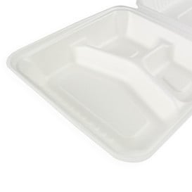 Emballage Canne à Sucre avec PLA Blanc 3C 23x23x7,5cm (50 Utés)