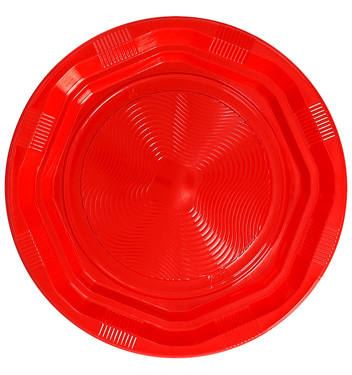 Assiette Plate Plastique Ronde Octogonale Rouge Ø22cm (275 Utés) Assiette Plate Plastique Ronde Octogonale Rouge Ø22cm (275 Utés)