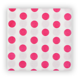 Serviette Papier molletonnée "Pois Fuchsia" 40x40cm (50 Utés)