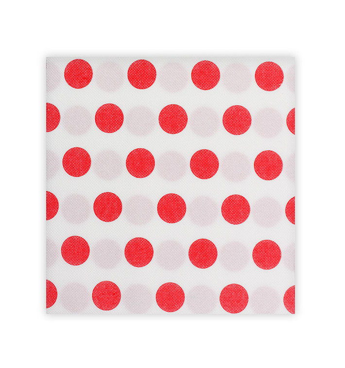 Serviette Papier molletonnée "Pois Rouge" 40x40cm (50 Utés)