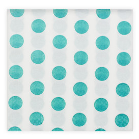 Serviette Papier molletonnée "Pois Turquoise" 40x40cm (50 Utés)