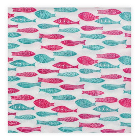 Serviette Papier molletonnée "Poissons" 40x40cm (50 Utés)