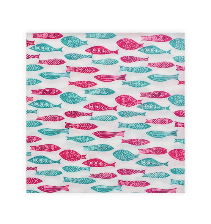Serviette Papier molletonnée "Poissons" 40x40cm (50 Utés) Serviette Papier molletonnée "Poissons" 40x40cm (50 Utés)
